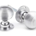 satin chrome heavy beehive mortice/rim knob set