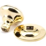 polished brass round centre door knob