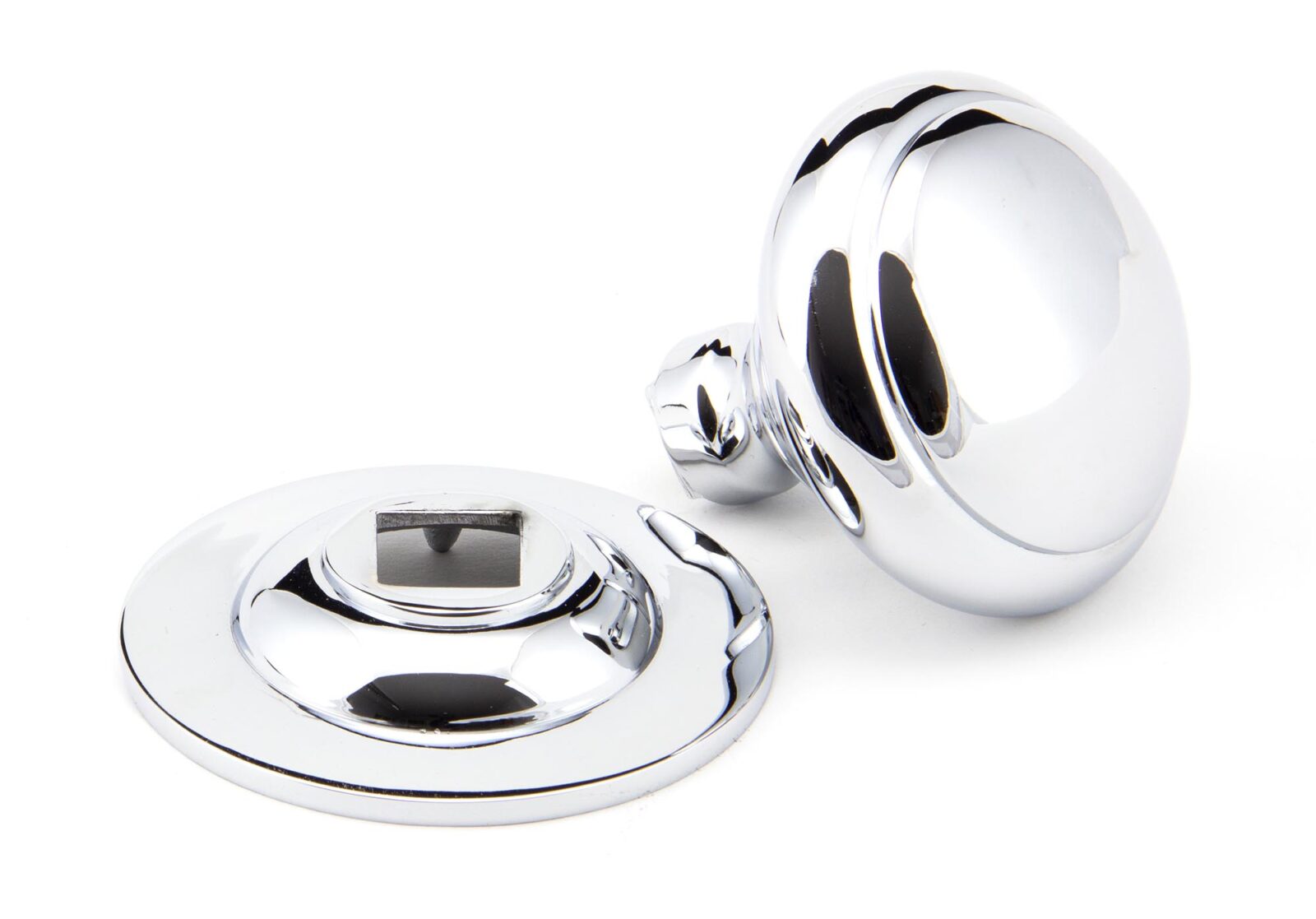 polished chrome round centre door knob