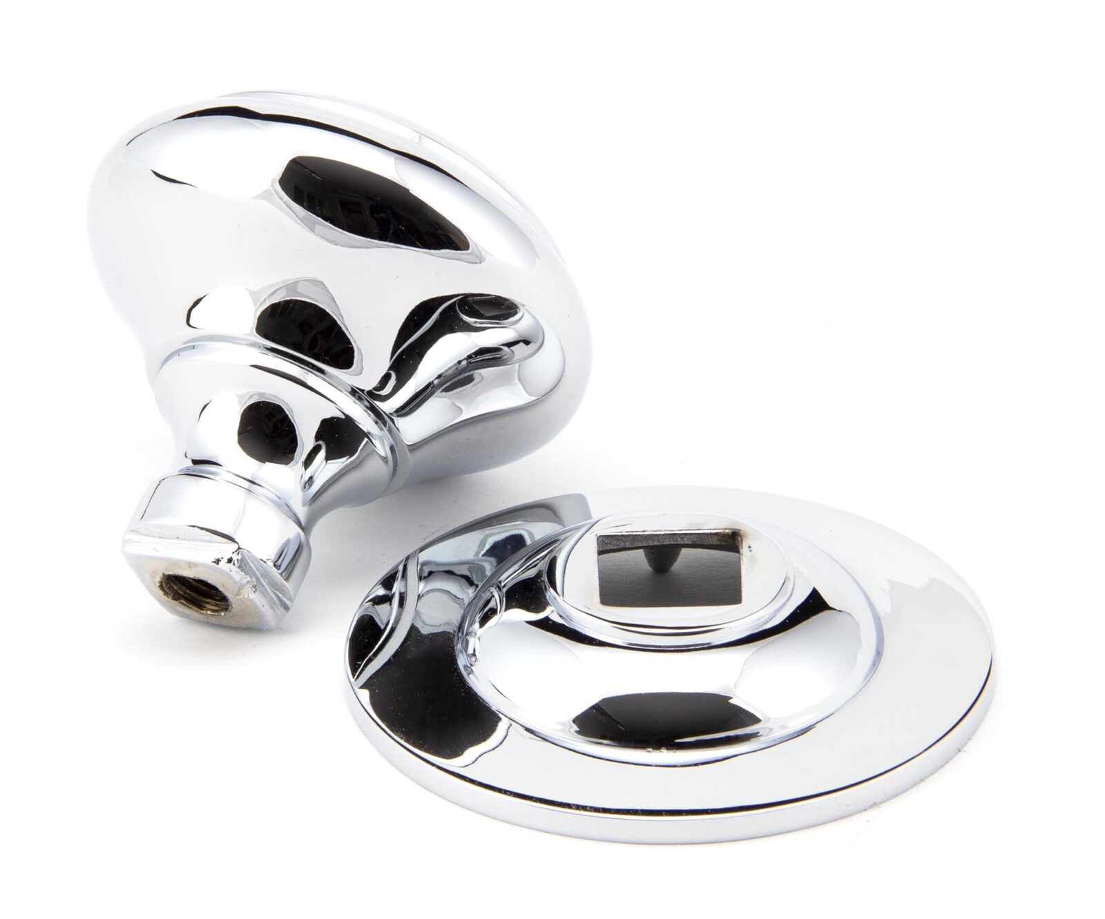 polished chrome round centre door knob