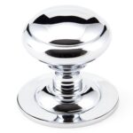 polished chrome round centre door knob