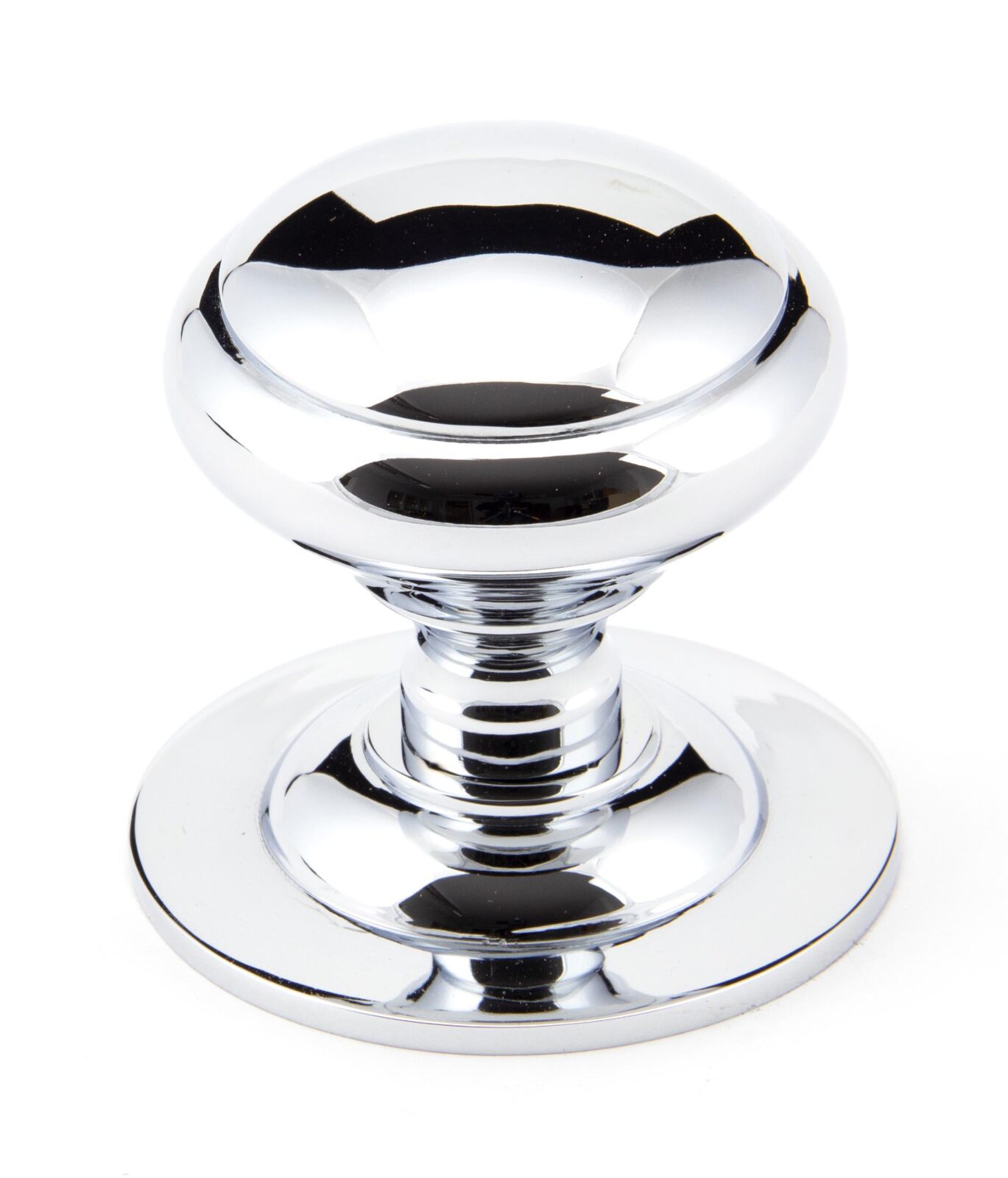 polished chrome round centre door knob