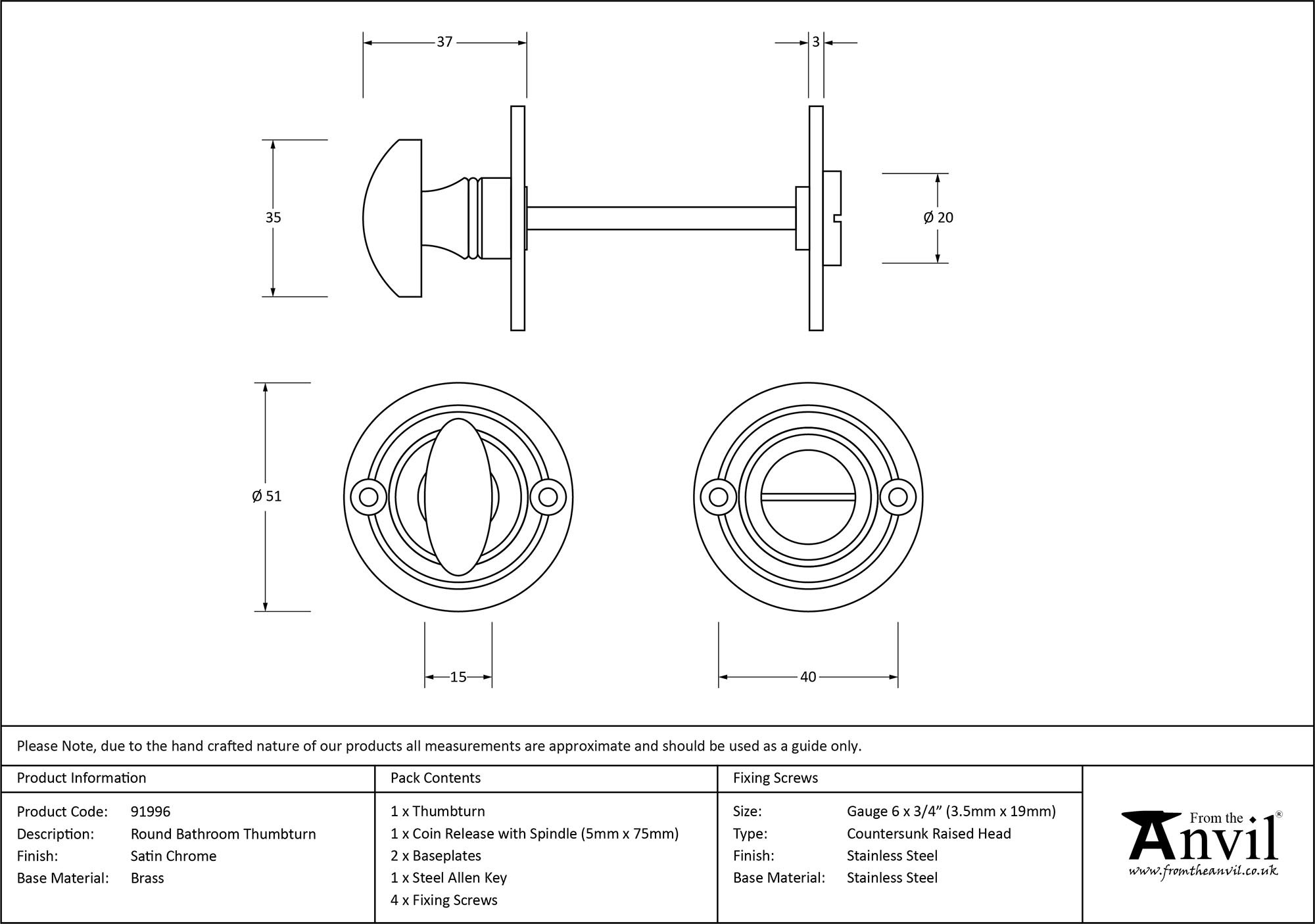 satin chrome round bathroom thumbturn