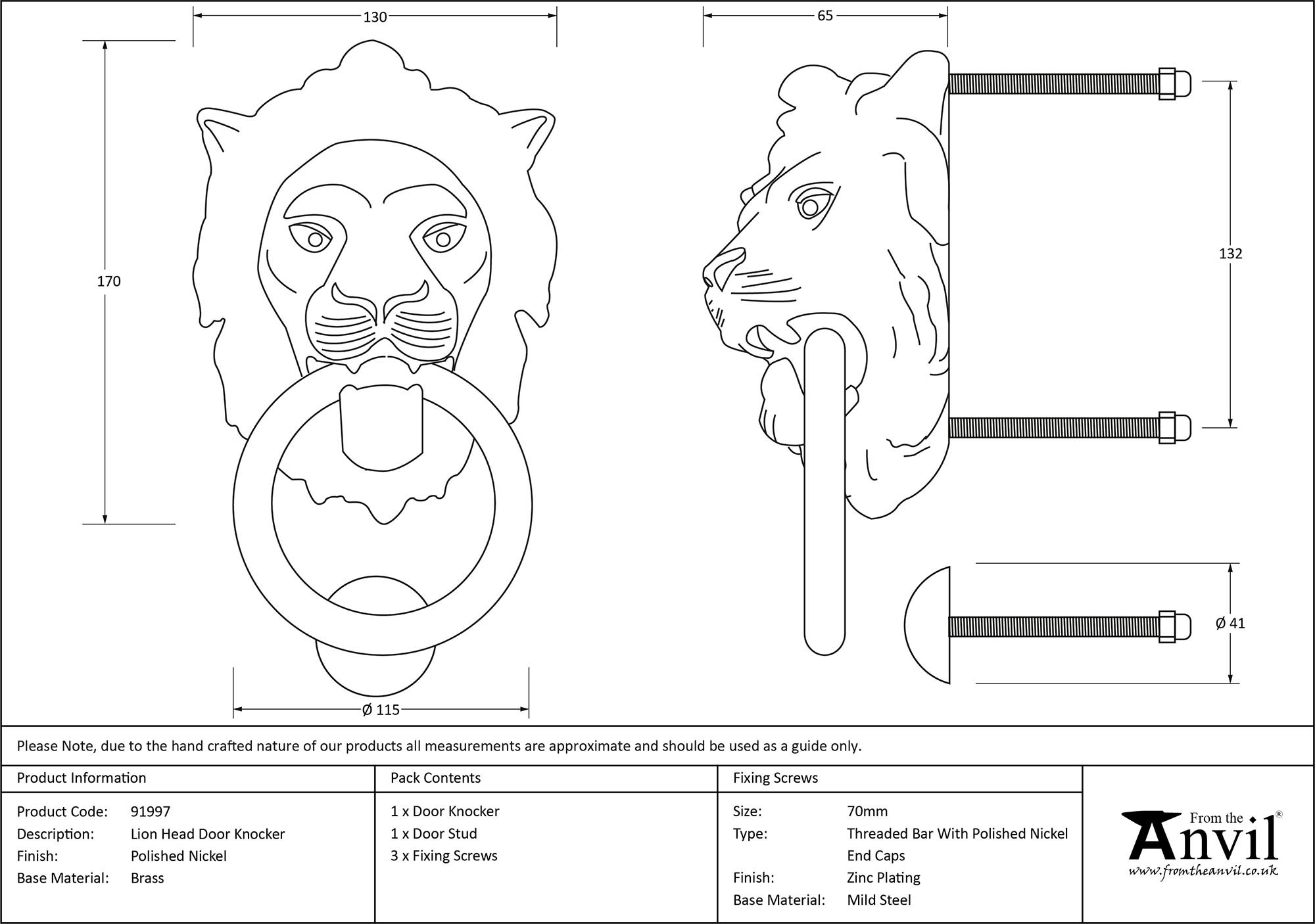polished nickel lion head door knocker