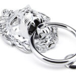 polished chrome lion head door knocker