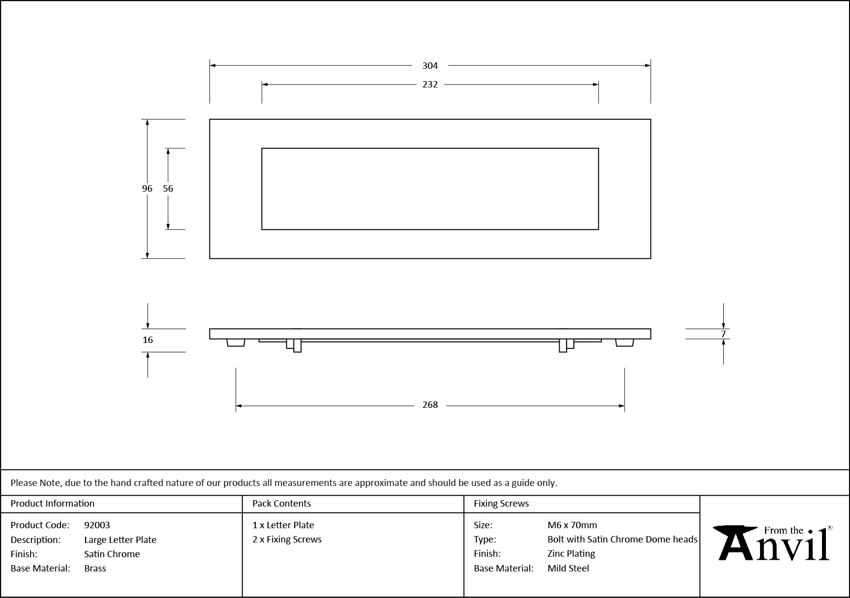 satin chrome large letter plate