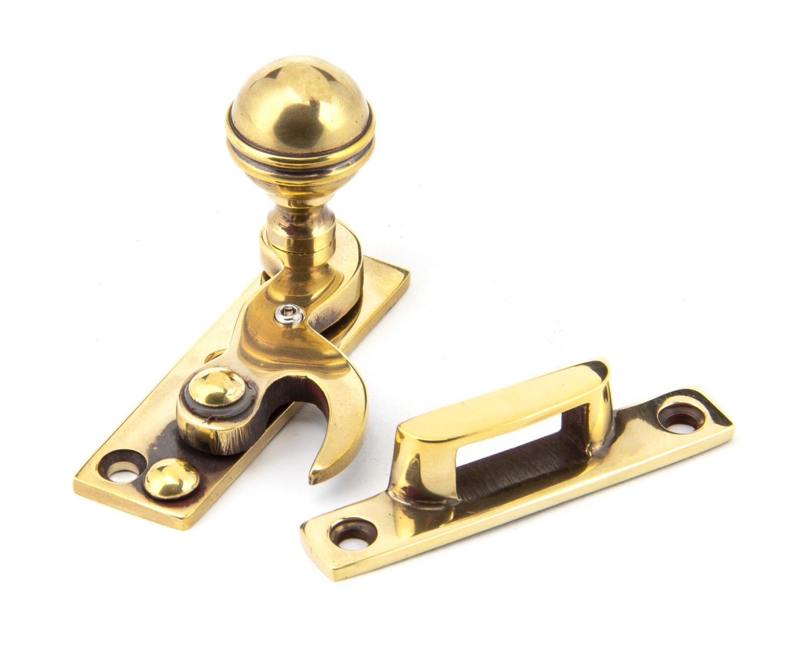 aged brass prestbury sash hook fastener