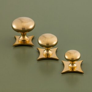 brass cabinet knob star backplate (4 points)