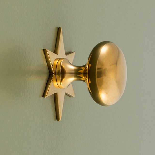 brass cabinet knob star backplate