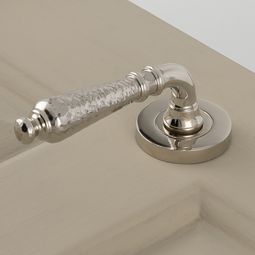classic hammered lever handles (pair) – polished nickel