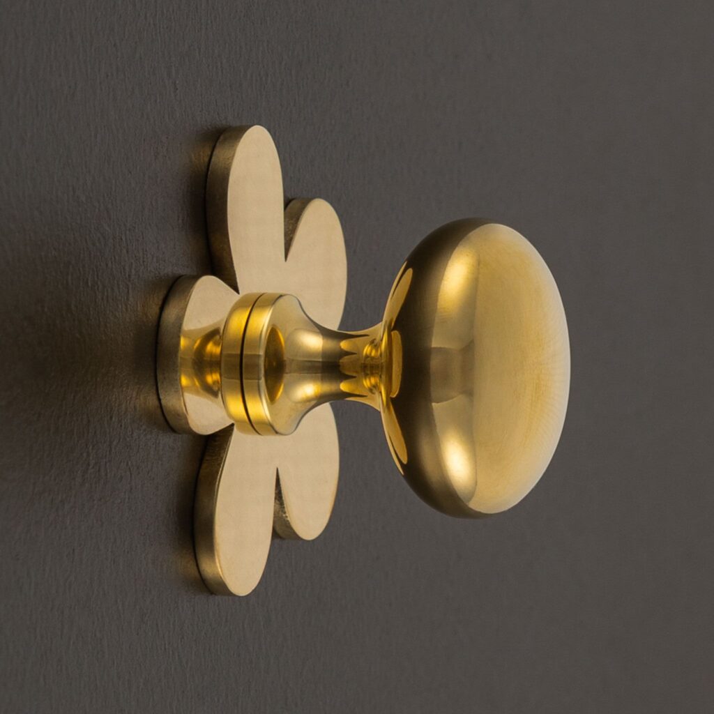 daisy flower cabinet knob polished brass