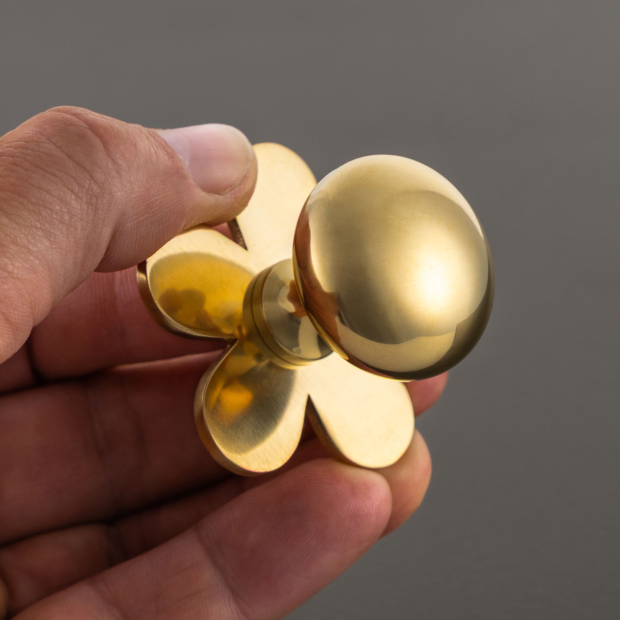 daisy flower cabinet knob polished brass