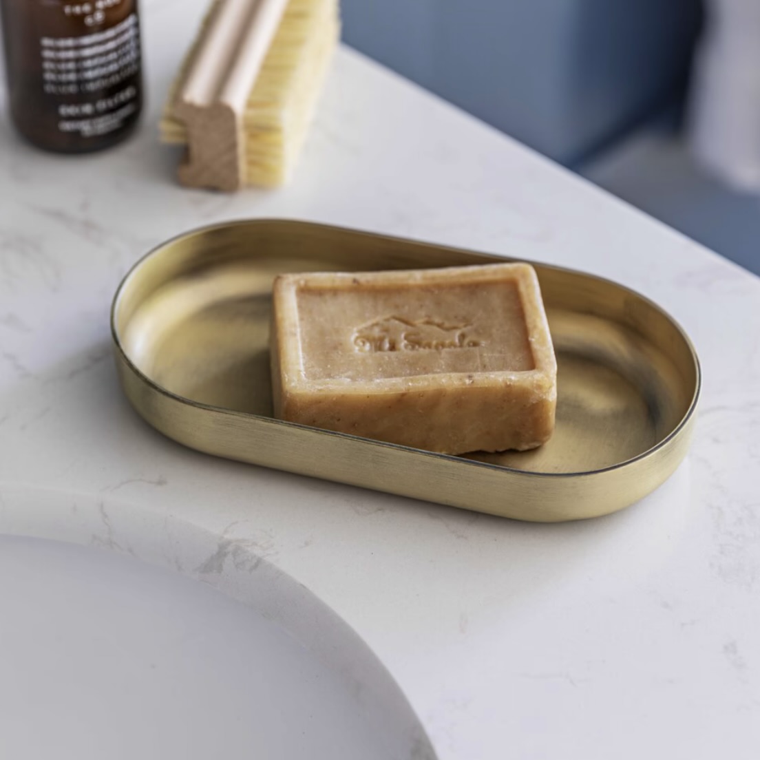 bathroom tray antique brass