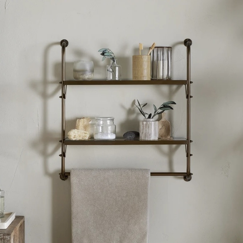 antique bras shelves & towel rail