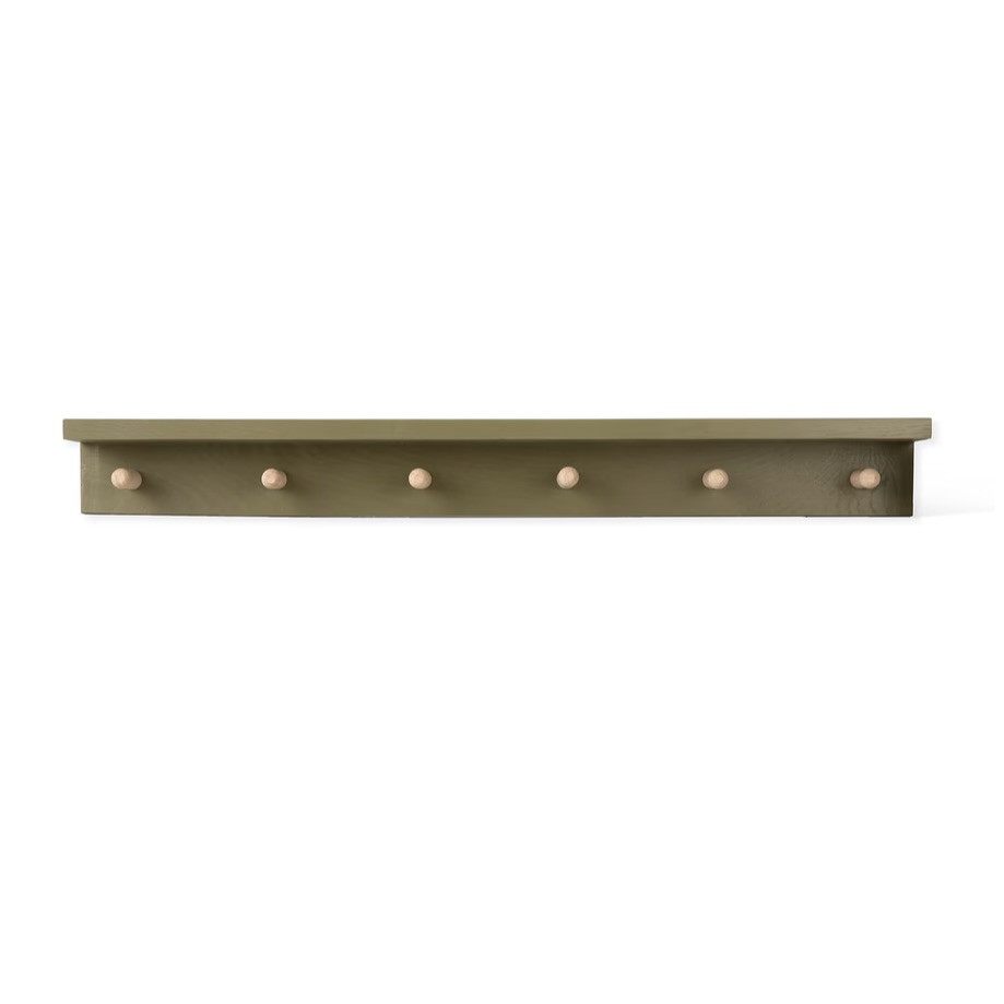 beech wood peg shelf olive green