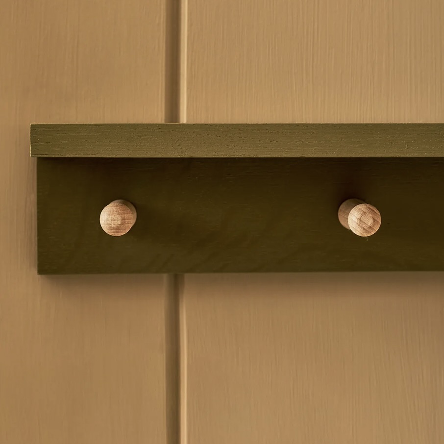 beech wood peg shelf olive green