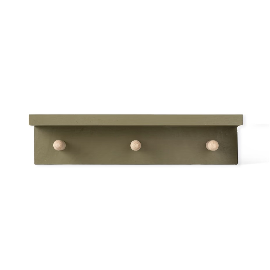 beech wood peg shelf olive green