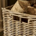 rattan log basket on wheels