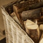 rattan log basket on wheels