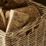 rattan log basket on wheels