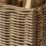 rattan log basket on wheels