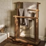 teak standing towel rail