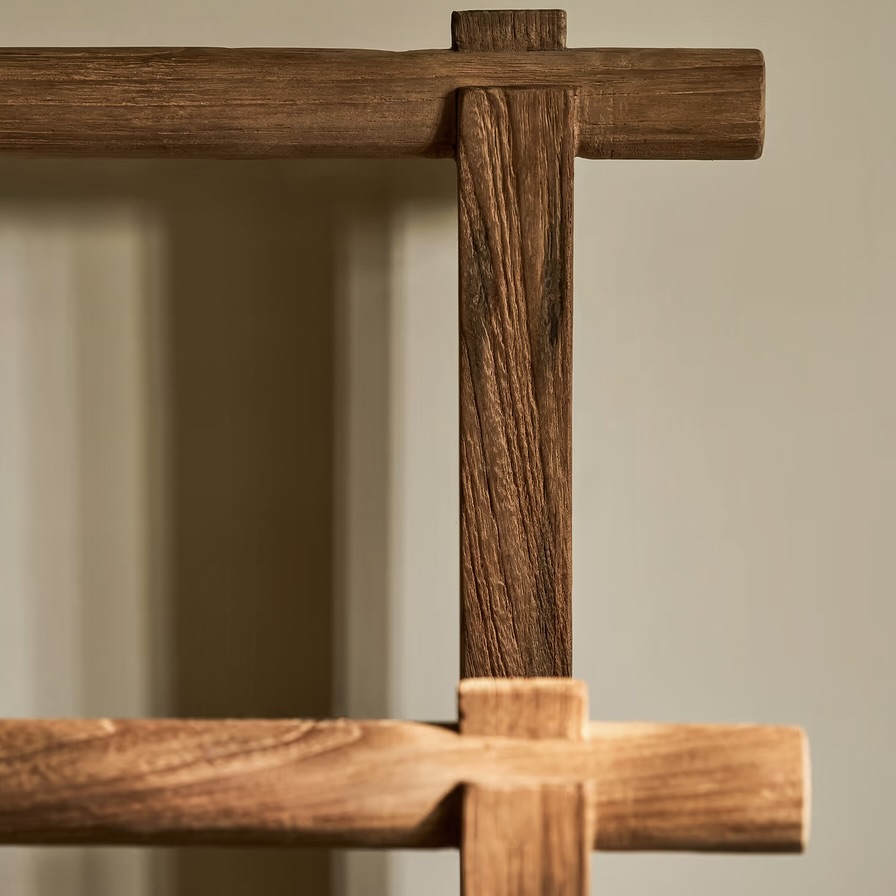 teak standing towel rail
