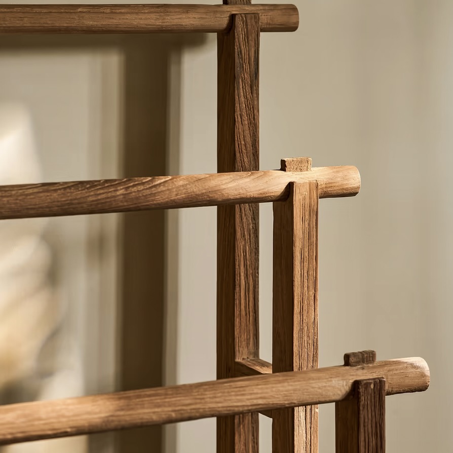 teak standing towel rail