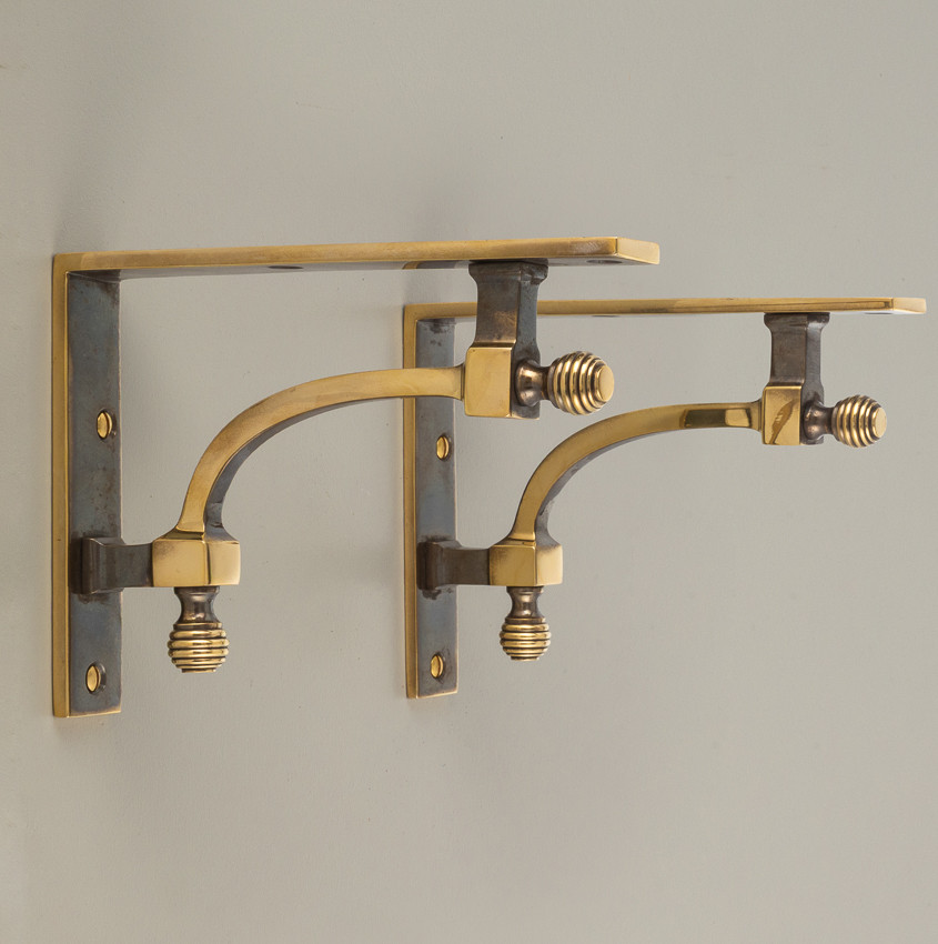 beehive small shelf bracket (pair) aged brass