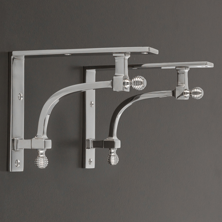 beehive large shelf bracket (pair) polished nickel