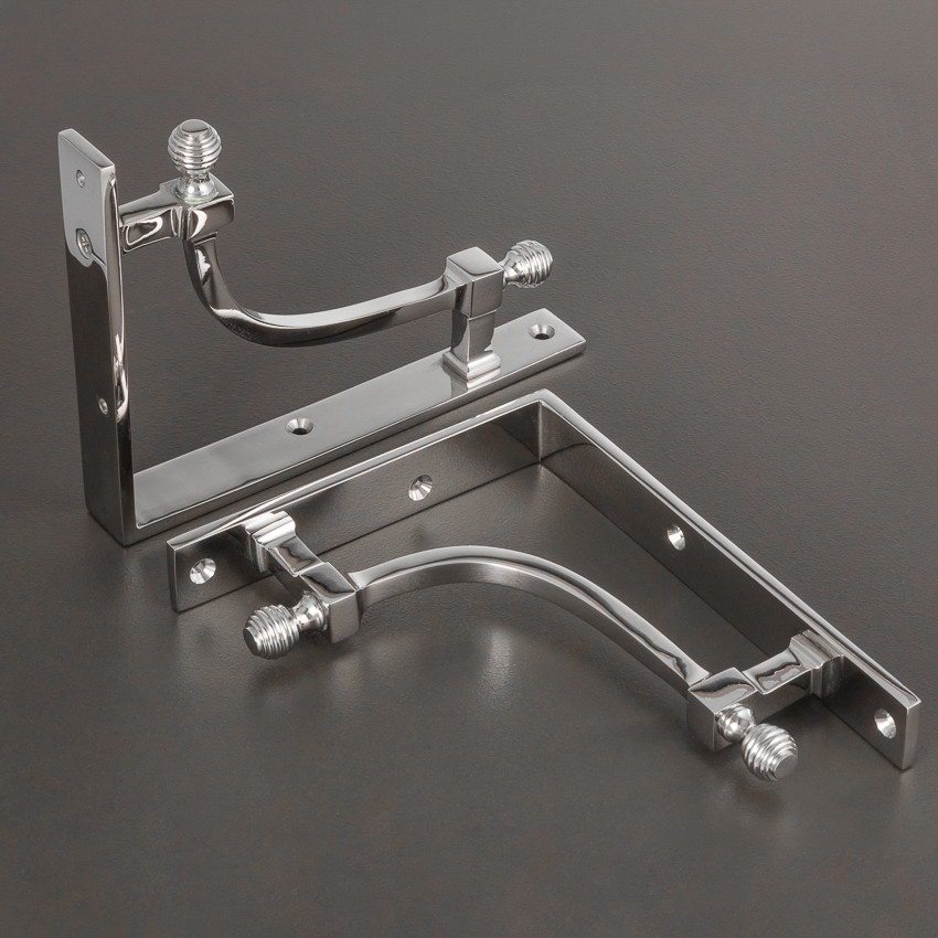 beehive large shelf bracket (pair) polished nickel