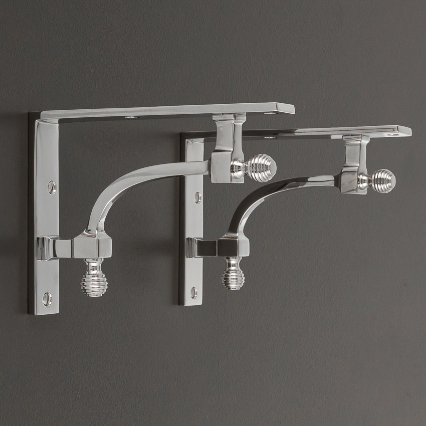 beehive small shelf bracket (pair) polished nickel