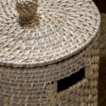 rattan bathroom bin white