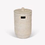 rattan bathroom bin white