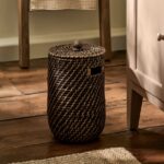 rattan bathroom bin antique brown