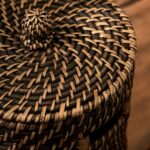 rattan bathroom bin antique brown