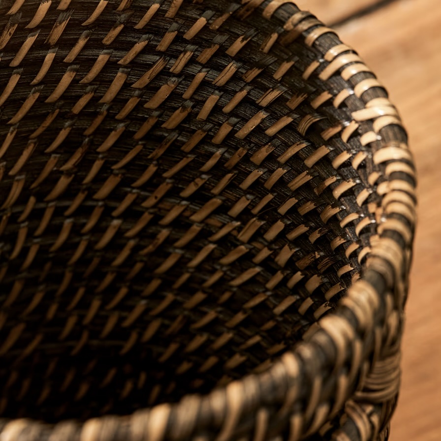 rattan bathroom bin antique brown