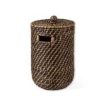 rattan bathroom bin antique brown