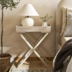 rattan tray table white