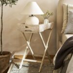 rattan tray table white