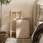 rattan tray table white