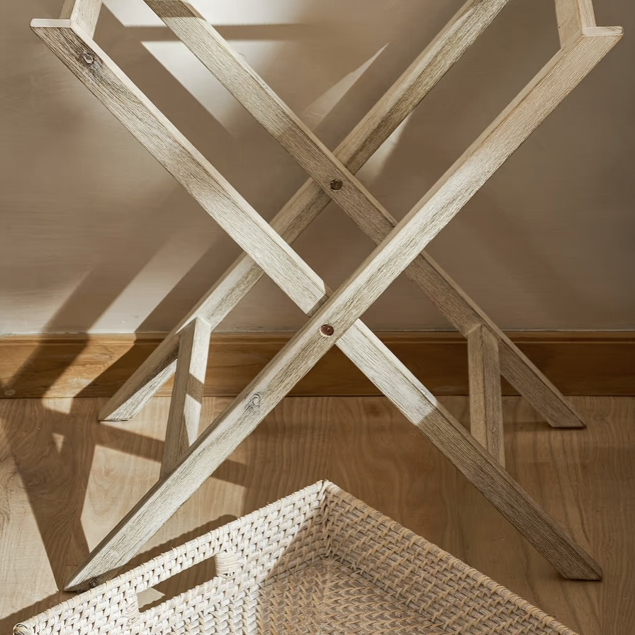 rattan tray table white