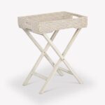 rattan tray table white
