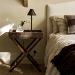 rattan tray table antique brown