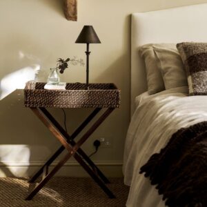rattan tray table antique brown
