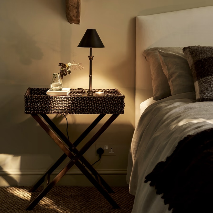 rattan tray table antique brown