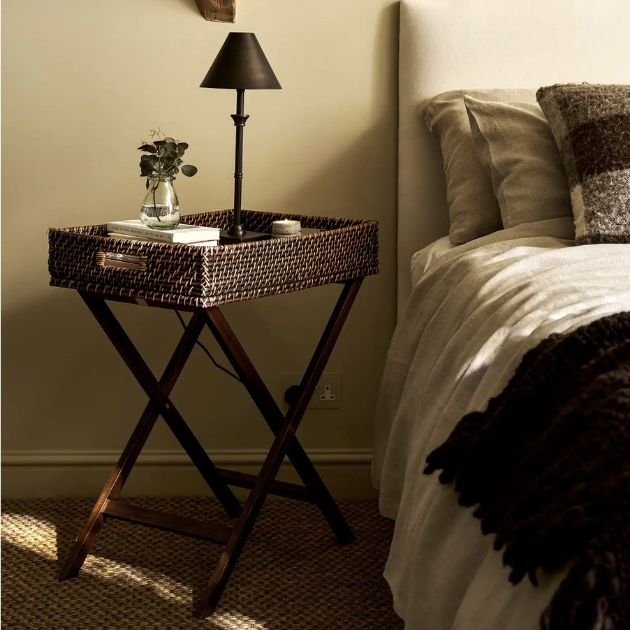 rattan tray table antique brown