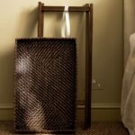 rattan tray table antique brown