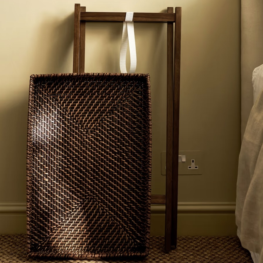 rattan tray table antique brown
