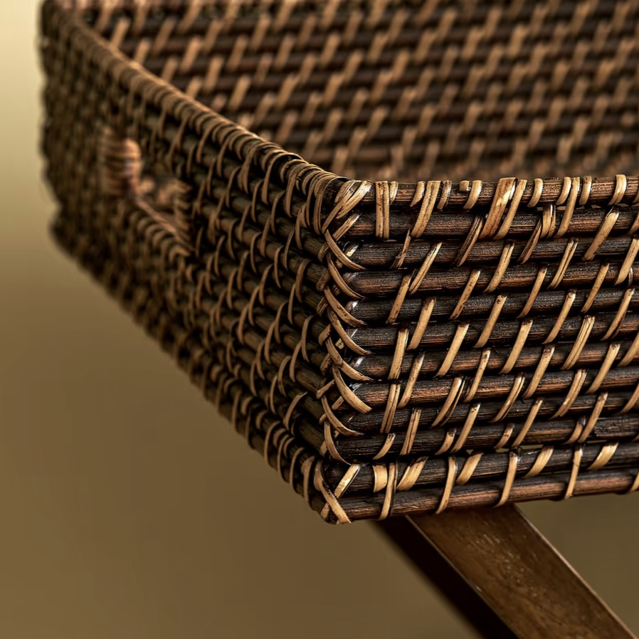 rattan tray table antique brown